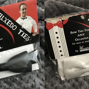 Tuxedo Ties adjustable black and white bow tie set